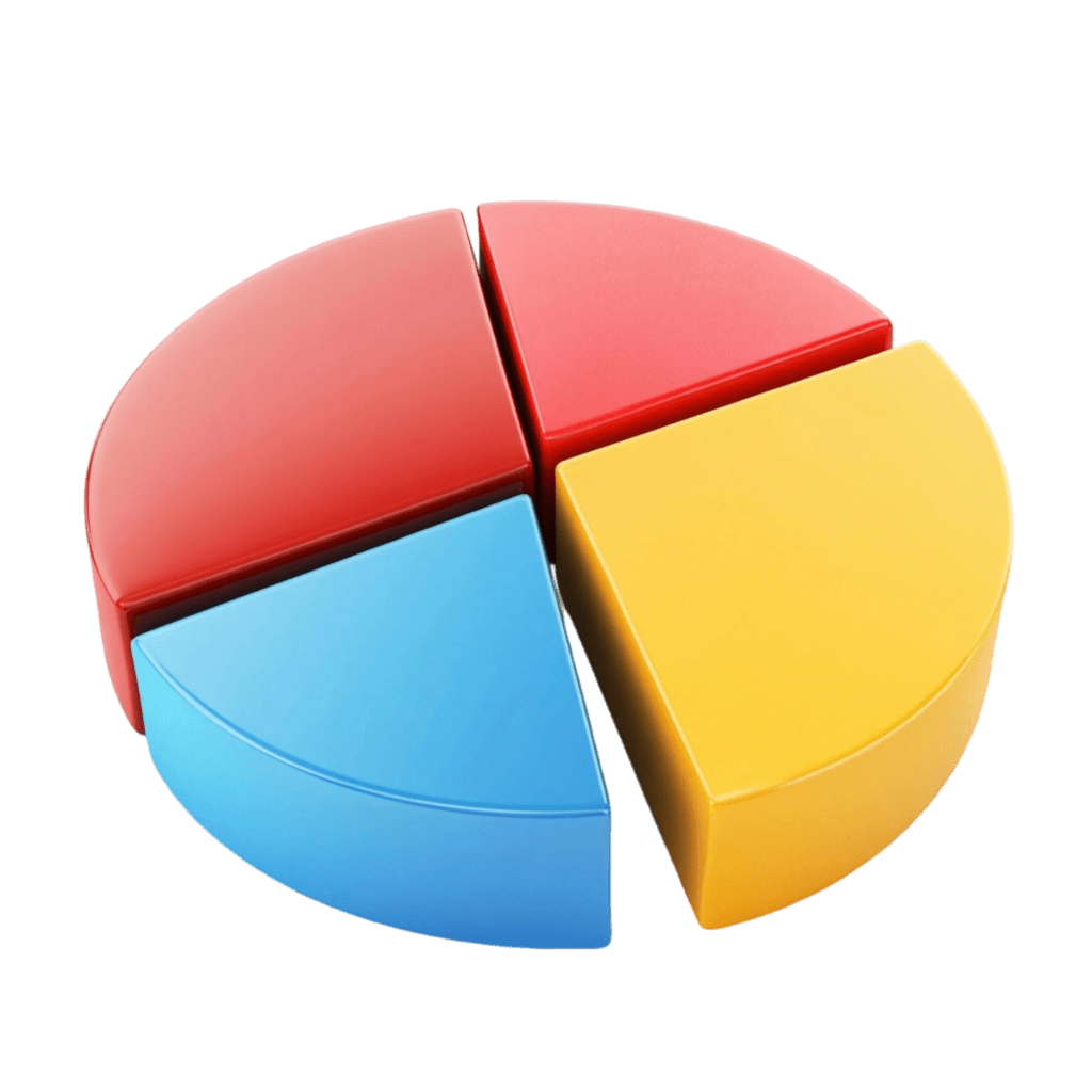 3d pie chart data visualization colorful segments representing data portions - รับทำ Google ADS